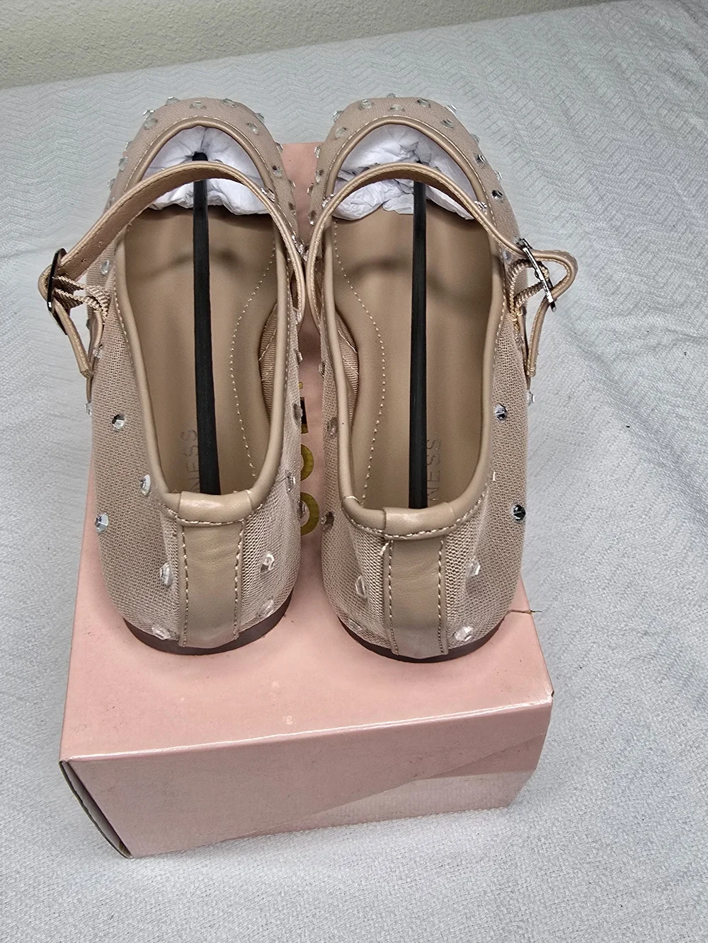Berness Rhinestone Mary Jane Flats – Nude – Size 9